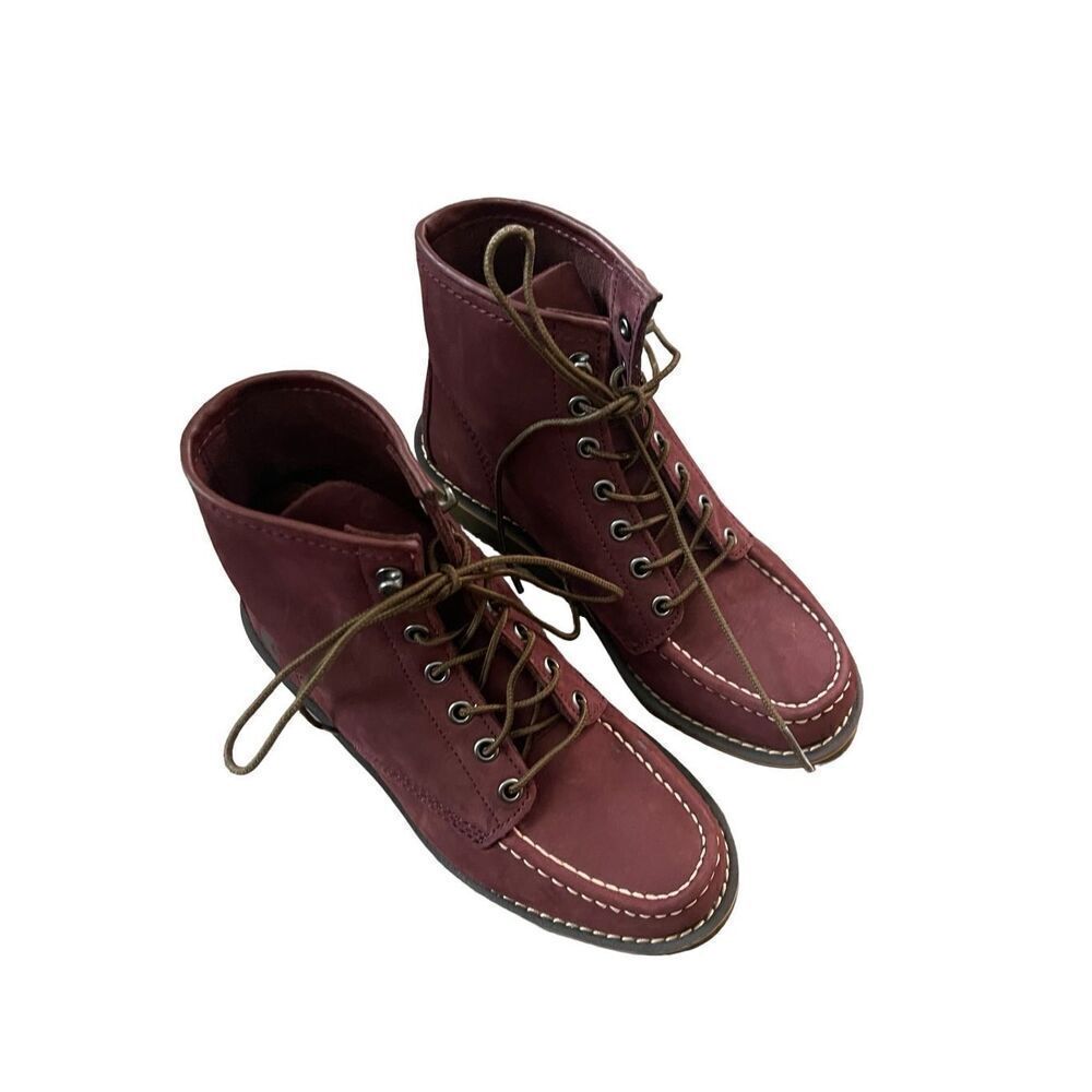 Carhartt Womens Burgundy Classic Lace Up Wedge Ankle Combat Boots Size 6